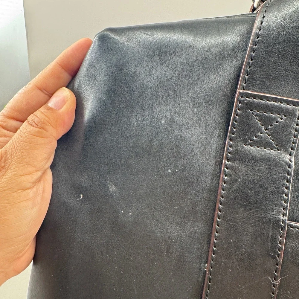 Jack Spade Warren Street Leather Briefcase Laptop Messenger Bag Black Crossbody